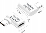 Adapter Kątowy - Żeńskie USB-C do Męskie USB-C - 40GBPS/8K 140W - Biały W1