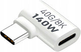 Adapter Kątowy - Żeńskie USB-C do Męskie USB-C - 40GBPS/8K 140W - Biały W1