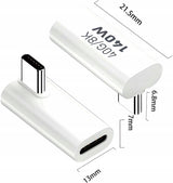 Adapter Kątowy - Żeńskie USB-C do Męskie USB-C - 40GBPS/8K 140W - Biały W5