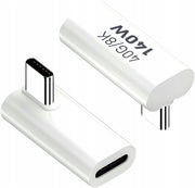 Adapter Kątowy - Żeńskie USB-C do Męskie USB-C - 40GBPS/8K 140W - Biały W5