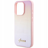 Etui Guess Hardcase Saffiano Iridescent Script - iPhone 15 Pro Max - Różowe