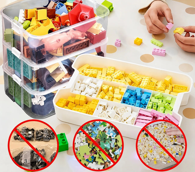 Organizer na Klocki LEGO 3 Poziomy 18L z Pokrywką do Budowania