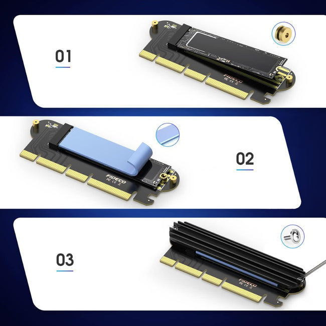 Adapter Karta Rozszerzeń PCI-E NVME M2 Do Dysków Twardych Fideco X4/x8/x16