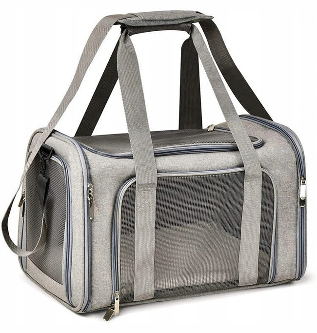 Transporter / Torba dla Psa / Kota do 9kg - Składany, Wentylowany - Szary