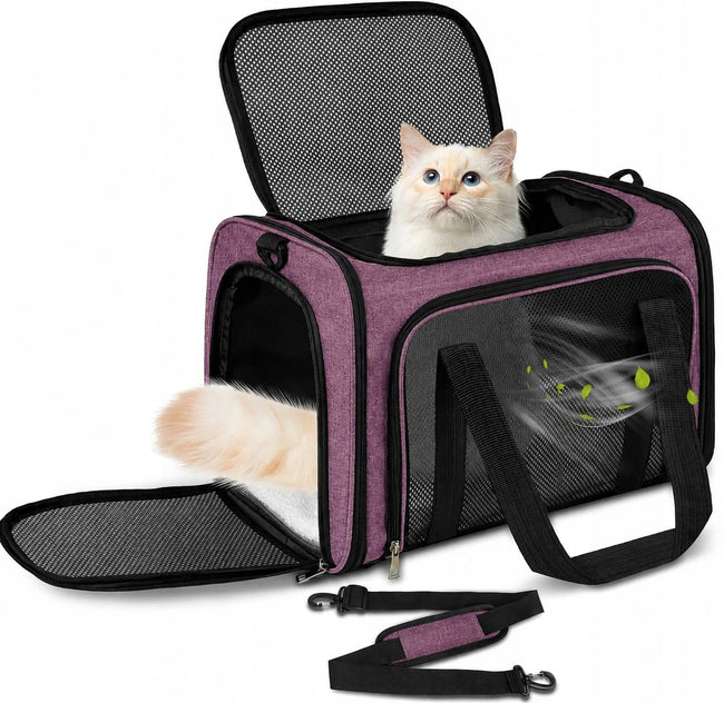 Transporter / Torba dla Psa / Kota do 9kg - Składany, Wentylowany - Różowy