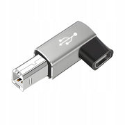 Adapter Kątowy do Drukarki, Faksu, Skanera - USB-C do USB-B - Srebrny