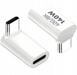 Adapter Kątowy - Żeńskie USB-C do Męskie USB-C - 40GBPS/8K 140W - Biały W2