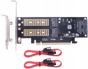 Adapter, Kontroler 3x Dysk M.2 SATA + NVME + MSATA PCI-E X16