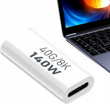 Adapter Prosty - Żeńskie USB-C do USB-C - 40GBPS/8K 140W - Biały W3