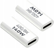 Adapter Prosty - Żeńskie USB-C do USB-C - 40GBPS/8K 140W - Biały W3