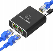 Adapter Rozdzielacz Mini Switch Splitter Lan Ethernet 2x RJ45 1000Mbps - 1GB