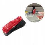 Brokatowy Klips, Uchwyt na Okulary - Czerwony