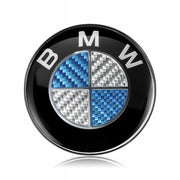 Emblemat Znaczek Logo BMW na Klapę 74mm - Niebieski Carbon