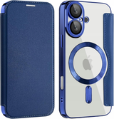 Etui Phoneo Flip z Klapką RFID do MagSafe do iPhone 16 Plus - Niebieskie