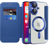 Etui Phoneo Flip z Klapką RFID do MagSafe do iPhone 16 Plus - Niebieskie