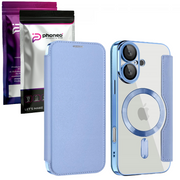 Etui Phoneo Flip z Klapką RFID do MagSafe do iPhone 16 - Błękitne