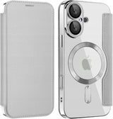 Etui Phoneo Flip z Klapką RFID do MagSafe do iPhone 16 - Srebrne