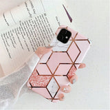 Etui Marble Gold Case - iPhone 12 Pro - Różowy