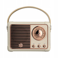 Głośnik Bezprzewodowy Vintage, Radio - 400 mAh, 3W, Beżowy