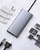 Adapter Hub Rozdzielacz 11w1 — USB-C LAN HDMI 4K D-SUB VGA AUX