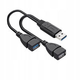 Hub / Splitter 1x Męskie USB 3.0 do 2x Żeńskie USB 2.0 i 3.0 - Ładowanie i Transmisja