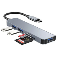 HUB Typ USB-C Rozgałęźnik / Czytnik Kart SD / MICRO SD - 1x USB 3.0, 2x USB 2.0