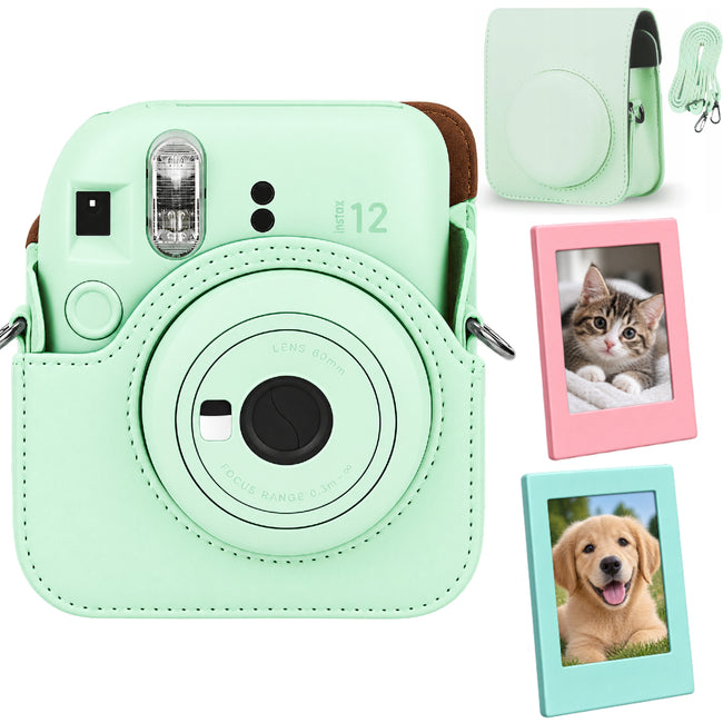 Etui na Fujifilm Instax Mini 12 - Miętowe + gratis 2 ramki magnetyczne