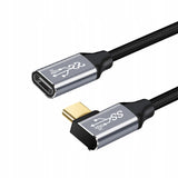 Kabel USB-C USB 3.2 Typ C - Typ C Żeński Kątowy 90 Fastcharge 10GBPS 4K 1m