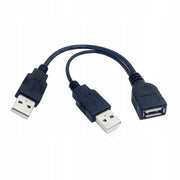 Kabel Y OTG Host USB, Rozdzielacz Hub 2x USB Męskie 1x USB Żeńskie - 20cm