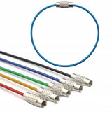 Linka Stalowa Skręcana - Kółko do Spinania Kluczy - Niebieska