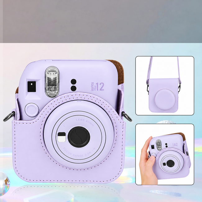Etui na Fujifilm Instax Mini 12 - Fioletowe + gratis 2 ramki magnetyczne