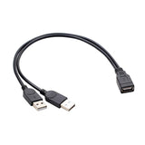 Kabel Y OTG Host USB, Rozdzielacz Hub 2x USB Męskie 1x USB Żeńskie - 20cm