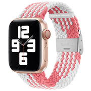 Pasek Pleciony, Opaska do Apple Watch - 38 / 40 / 41mm - Różowo-Biały