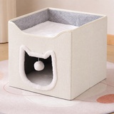 Domek dla Kota 2w1 z Budką i Miękkimi Poduszkami - Składane Legowisko dla Kota