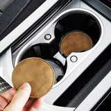 Skórzane Podkładki do Uchwytu na Kubek, Butelke do Samochodu - Brązowy