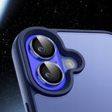 Ring ze Szkłem Hartowanym na Obiektyw Aparatu - iPhone 16 Plus - Niebieski