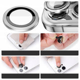 Ring ze Szkłem Hartowanym na Obiektyw Aparatu - iPhone 16 Pro Max - Srebrny