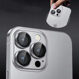 Ring ze Szkłem Hartowanym na Obiektyw Aparatu - iPhone 16 Pro Max - Srebrny