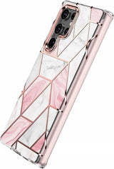 Etui Pancerne Marmur + Szkło - Samsung Galaxy S24 Ultra