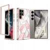 Etui Pancerne Marmur + Szkło - Samsung Galaxy S24 Ultra, szkło 9H
