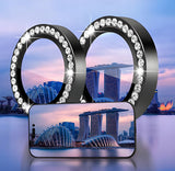 Ring z Cyrkoniami ze Szkłem Hartowanym na Obiektyw Aparatu - iPhone 16 Pro Max - Czarny