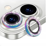 Ring z Cyrkoniami ze Szkłem Hartowanym na Obiektyw Aparatu - iPhone 16 - Tęczowy
