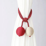 Upięcie Do Zasłon, Firan - Plecione Kule - Czerwono-Beżowe - 2 szt.