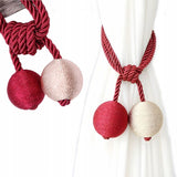 Upięcie Do Zasłon, Firan - Plecione Kule - Czerwono-Beżowe - 2 szt.