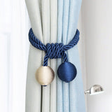 Upięcie Do Zasłon, Firan - Plecione Kule - Granatowo-Beżowe - 2 szt.