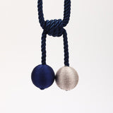 Upięcie Do Zasłon, Firan - Plecione Kule - Granatowo-Beżowe - 2 szt.