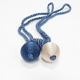 Upięcie Do Zasłon, Firan - Plecione Kule - Granatowo-Beżowe - 2 szt.