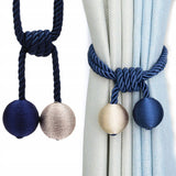 Upięcie Do Zasłon, Firan - Plecione Kule - Granatowo-Beżowe - 2 szt.