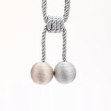 Upięcie Do Zasłon, Firan - Plecione Kule - Srebrno-Beżowe - 2 szt.