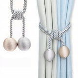 Upięcie Do Zasłon, Firan - Plecione Kule - Srebrno-Beżowe - 2 szt.